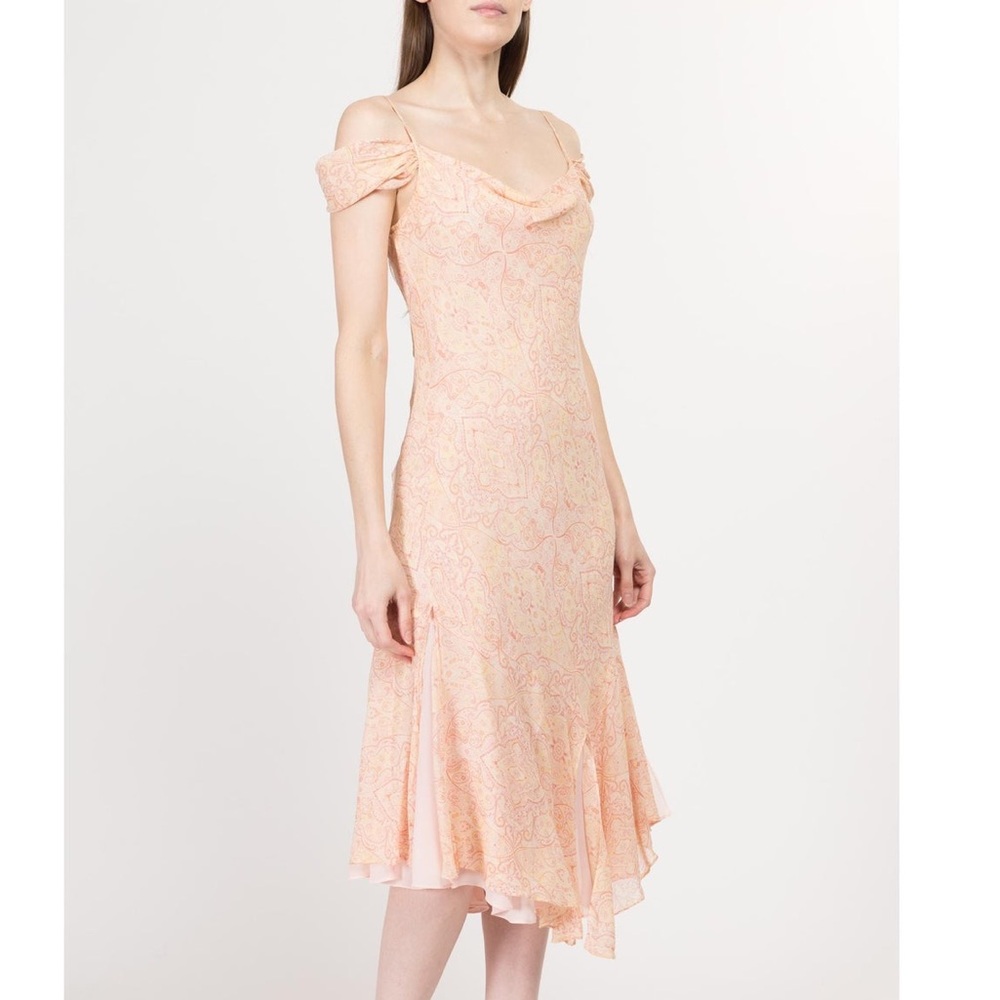 Express Y2K Slip 100% Silk Midi Fairy Whimsical Asymmetrical Dress Cowl Neck M